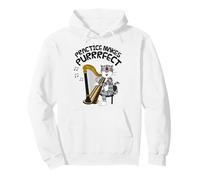 Cat Playing Harp, Practice Makes Purrrfect, Harpist Musician Pullover Hoodie