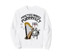 Cat Playing Harp, Practice Makes Purrrfect, Harpist Musician Sweatshirt