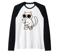 Cat Playing Ice Hockey Player Kitten Lover Cat Mom Funny Raglan Baseball Tee