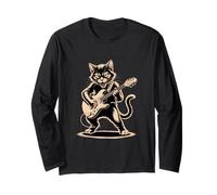 Cat Playing Loud Electric Guitar Long Sleeve T-Shirt