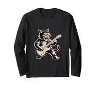 Cat Playing Loud Electric Guitar Long Sleeve T-Shirt