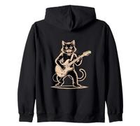 Cat Playing Loud Electric Guitar Zip Hoodie