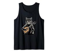 Cat Playing Mandolin Acoustic Folk Music Tank Top