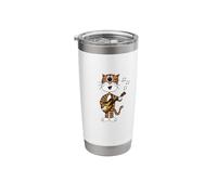 Cat Playing Mandolin, Mandolinist Folk Musician Funny Stainless Steel Insulated Tumbler