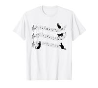 Cat Playing On Musical Notes Music Piano Musician Pianist T-Shirt