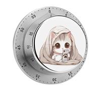 Cat Playing Phone Kitchen Timers for Cooking 60 Minute Wind Up Timer, Magnetic Back, Visual Mechanical Timer with Loud Alarm, Manual Countdown Timers for Classroom Home Gym Tanning