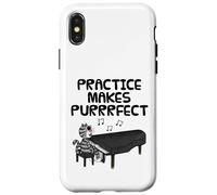 Cat Playing Piano, Practice Makes Purrrfect, Music Teacher Case for iPhone X/XS