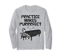 Cat Playing Piano, Practice Makes Purrrfect, Music Teacher Long Sleeve T-Shirt