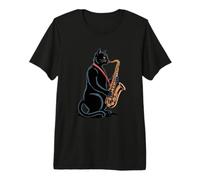 Cat Playing Saxophone Jazz Music Premium T-Shirt