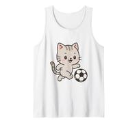Cat Playing Soccer. Cute Kawaii Sports Cat. Tank Top