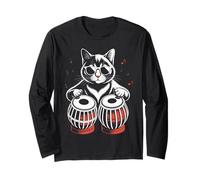 Cat Playing Tabla Drumming Tablaist Tabla Drum Music Tabla Long Sleeve T-Shirt