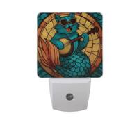 Cat Playing The Banjo Night Light Dusk to Dawn Sensor LED Night Dimmable Nightlight Lights Plug into Wall for Bedroom