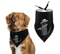 Cat Playing The Flute Cute Dog Bandana Triangle Adjustable Washable