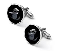 Cat Playing The Flute Round Cufflinks for Men Classic Cuff Links Jewellery for Wedding Business Party