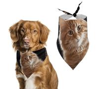 Cat Playing The Guitar Dog Bandana for Small Medium Large Dogs Printing Pattern Adjustable Bibs Scarf Soft Washable Triangle Pet Costume Decor