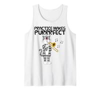 Cat Playing Trombone, Practice Makes Purrrfect, Trombonist Tank Top