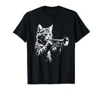 Cat Playing Trumpet Vintage Jazz Musician Trumpeter T-Shirt