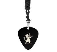 Cat Playing Violin Guitar Pick Pendant Necklace for Acoustic Electric Bass Players Guitar Accessories Guitarist Gifts