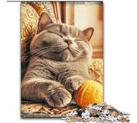 Cat Playing with A Ball of Yarn 1000 Piece Jigsaw Puzzles for Teenagers, Learning Educational Toys Family Games Suitable for Desktop Decoration (50x75cm)