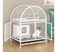 Cat Playpen, 3 Tier Cat Enclosure, Metal Wire Cage with Dome Design, Sliding Top Door, Lockable Door for Small Pets