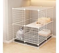 Cat Playpen, 3-Tier Metal Cat Cage with Tray and Ladders, Detachable Large Exercise Space for Cats and Ferrets