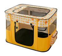 Cat Playpen Carrot Pattern Foldable Enclosed Oxford Kitten Playpen with Zippered Door, Fiberglass Support & Breathable Mesh for Indoor Cat, Parturition, Rest, M