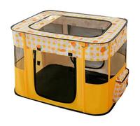 Cat Playpen Carrot Pattern Foldable Enclosed Oxford Kitten Playpen with Zippered Door, Fiberglass Support & Breathable Mesh for Indoor Cat, Parturition, Rest, L