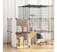 Cat playpen Cat Cages Cat Enclosures Indoor DIY Detachable Metal Wire Playpen Kennel Sturdy & Safe Easy to Clean Pet Cage Ideal for 1-4 Cat(111x75x110cm(A))