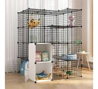 Cat playpen Cat Cages Cat Enclosures Indoor DIY Detachable Metal Wire Playpen Kennel Sturdy & Safe Easy to Clean Pet Cage Ideal for 1-4 Cat(111x111x146cm(A))