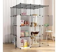 Cat playpen Cat Cages Cat Enclosures Indoor DIY Detachable Metal Wire Playpen Kennel Sturdy & Safe Easy to Clean Pet Cage Ideal for 1-4 Cat(111x111x146cm(B))