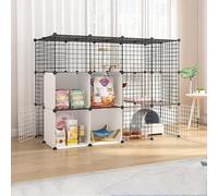 Cat playpen Cat Cages Cat Enclosures Indoor DIY Detachable Metal Wire Playpen Kennel Sturdy & Safe Easy to Clean Pet Cage Ideal for 1-4 Cat(147x75x110cm(A))