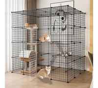 Cat playpen Cat Cages Cat Enclosures Indoor DIY Detachable Metal Wire Playpen Kennel Sturdy & Safe Easy to Clean Pet Cage Ideal for 1-4 Cat(147x111x146cm)