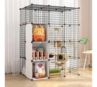 Cat playpen Cat Cages Cat Enclosures Indoor DIY Detachable Metal Wire Playpen Kennel Sturdy & Safe Easy to Clean Pet Cage Ideal for 1-4 Cat(111x75x146cm(B))