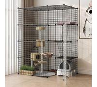 Cat playpen Cat Cages Cat Enclosures Indoor DIY Detachable Metal Wire Playpen Kennel Sturdy & Safe Easy to Clean Pet Cage Ideal for 1-4 Cat(111x75x146cm(A))