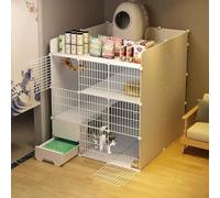 Cat playpen Cat Cages Indoor Cat Crate DIY Cat Enclosure Detachable Metal Cat Kennels with Enclosed Cat Litter Box Dog Crates for Small Dogs(111X95X124CM)