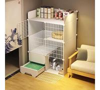Cat playpen Cat Cages Indoor Cat Crate DIY Cat Enclosure Detachable Metal Cat Kennels with Enclosed Cat Litter Box Dog Crates for Small Dogs(75X49X124CM)