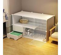 Cat playpen Cat Cages Indoor Cat Crate DIY Cat Enclosure Detachable Metal Cat Kennels with Enclosed Cat Litter Box Dog Crates for Small Dogs(111X49X73CM)
