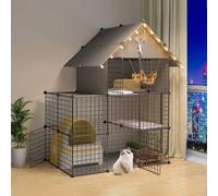 Cat playpen Cat Cages Indoor - Cat Enclosure Large Cat Crate Cat Kennel Kitten Playpen Ferret Cage Guinea Pig Cages Dog Crates for Small Dogs(Black,111X75X146cm(B))