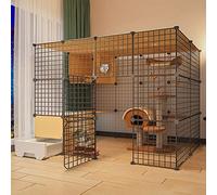 Cat Playpen- Cat Cages Indoor Cat Pen with Door and Closed Cat Litter Box Diy Pets Playpen Small Animal Cage for Kitten Guinea Pig, Bunny and Chinchilla Ideal for 1-4 Cat (Black 147 * 95 * 109cm)