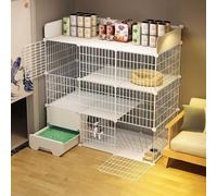 Cat playpen - Cat Cages Indoor DIY Cat Enclosure Detachable Metal Wire Cat Kennels with Enclosed Cat Litter Box Dog Crates for Small Dogs(Package a)