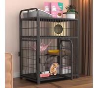 Cat playpen Cat Cages Indoor, Rabbit Cage Small Animal Cage Pet Enclosure for Rabbit, Guinea PigIdeal for 1-4 Cat - Without Accessories(Black,78 * 52 * 101CM)