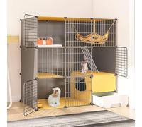Cat playpen Cat Cages Indoor, with Litter Box, DIY Cat Enclosure Removable Wire Kennel Crate Small Animals Cages, Large Exercise Place Ideal for Cat(111x49x111cm)
