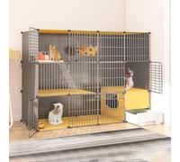 Cat playpen Cat Cages Indoor, with Litter Box, DIY Cat Enclosure Removable Wire Kennel Crate Small Animals Cages, Large Exercise Place Ideal for Cat(147x49x111cm)