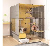 Cat playpen Cat Cages Indoor, with Litter Box, DIY Cat Enclosure Removable Wire Kennel Crate Small Animals Cages, Large Exercise Place Ideal for Cat(147x187x183cm)