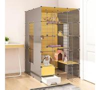 Cat playpen Cat Cages Indoor, with Litter Box, DIY Cat Enclosure Removable Wire Kennel Crate Small Animals Cages, Large Exercise Place Ideal for Cat(111x141x183cm)