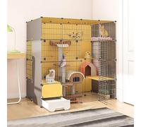 Cat playpen Cat Cages Indoor, with Litter Box, DIY Cat Enclosure Removable Wire Kennel Crate Small Animals Cages, Large Exercise Place Ideal for Cat(147x95x147cm)