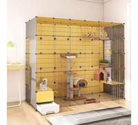 Cat playpen Cat Cages Indoor, with Litter Box, DIY Cat Enclosure Removable Wire Kennel Crate Small Animals Cages, Large Exercise Place Ideal for Cat(219x95x183cm)