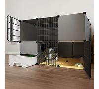 cat playpen Cat Crate Cat Kennel Indoor DIY 2/3 Tier Detachable Metal Kennels Crate with Ramp Ladders and Cat Kennel Cat Toilet Ideal for 1-3 Cat(111x95x75cm)