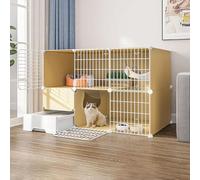 Cat playpen Cat Crate Indoor Pet Playpen with Litter Box DIY Cat Enclosure for Small Animal Detachable Cat House Kitten Crate(111x49x73cm)