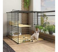 Cat playpen Cat Crates for Indoor Cats Cat Outdoor Enclosure Diy Metal Kennel with Platform Mat for 1-2 Cats, Ferret, Chinchilla, Rabbit, Small Animals(75 * 75 * 73cm)